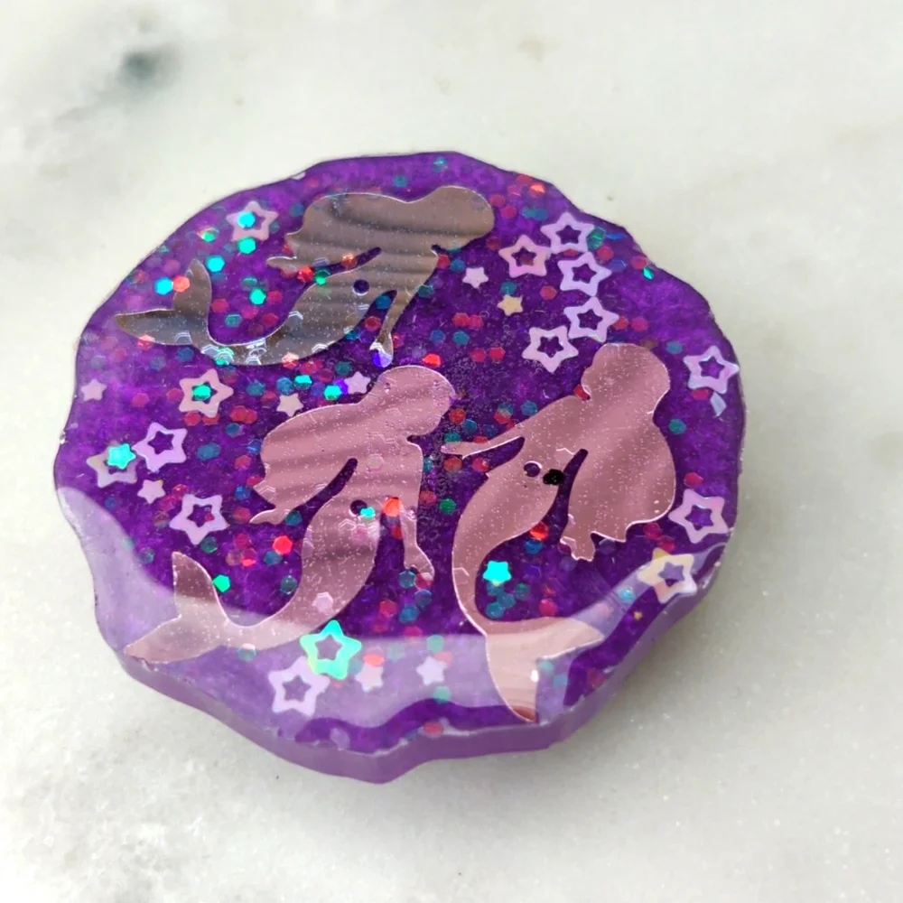 Handmade Purple Mermaids Resin Phone Grip